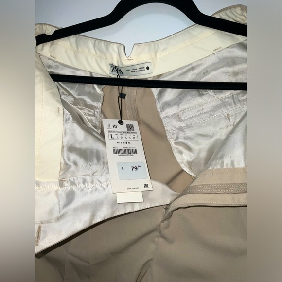 Zara Pleated Straight Leg Dress Pants | Sandy Brown Large - Picture 3 of 5